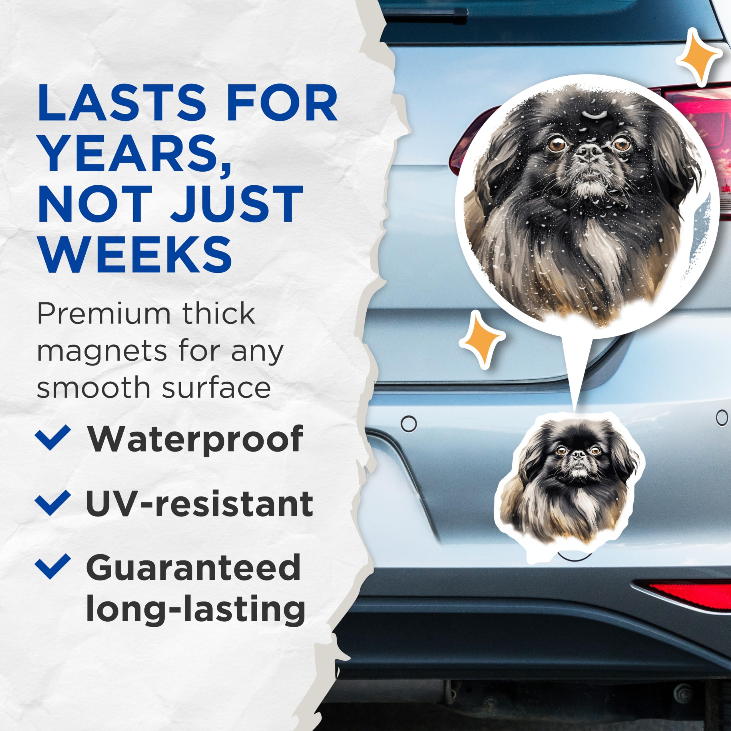 (2 Pack) Pekingese Dog Magnets - Dog Lover Refrigerator Decor - Cute Pet Portrait Animal Art for Dog Mom Dad - 5 Inches On Longest Side - Thick Durable Magnet - Made in USA - MAG27649