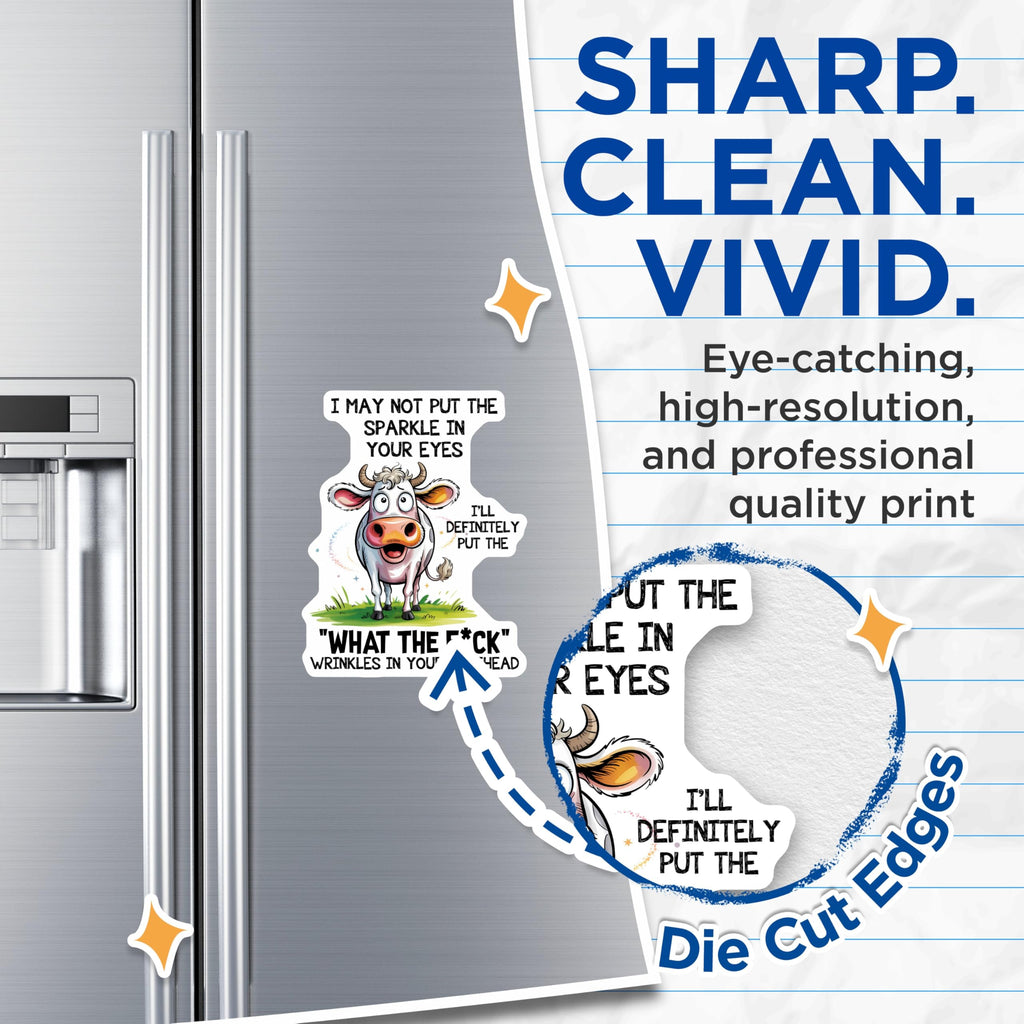 (2 Pack) Funny Cow Magnets - Sarcastic Quote - Rude Humor Fridge Magnets - 5" On Longest Side - Premium Magnet - for Cars, Refrigerators, Toolboxes, Lockers - Made in USA - MAG14920