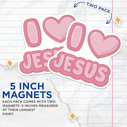 (2 Pack) I Heart Jesus Magnets Magnets - 5" On Longest Side - Made in USA - Sticks to Refrigerators & Metal Surfaces - MAG8896