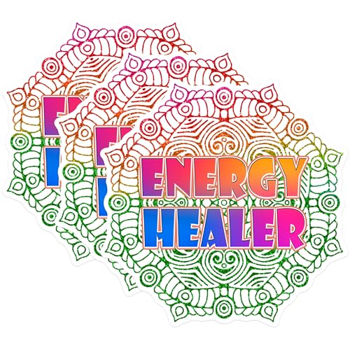 (3 Pack) Energy Healer Decals - Spiritual Decal - Mandala Decal - 3 Inches On Longest Side - Easy Peel & Apply - Made in USA - 3MCS1447