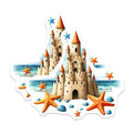 (2 Pack) Beach Sandcastle Magnets Magnets - Starfish Decor - 5" On Longest Side - Made in USA - Sticks to Refrigerators & Metal Surfaces - MAG9283