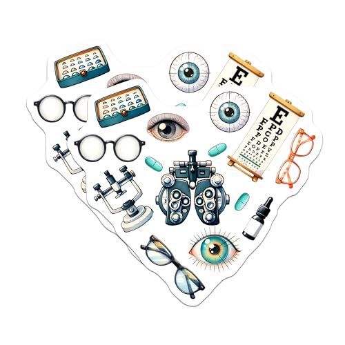 (2 Pack) Eye Doctor Stickers - Optometrist Office Decor - Vision Care Accessories - 5" On Longest Side - Sticks to Smooth Flat Surfaces - Made in USA - BMCS8076