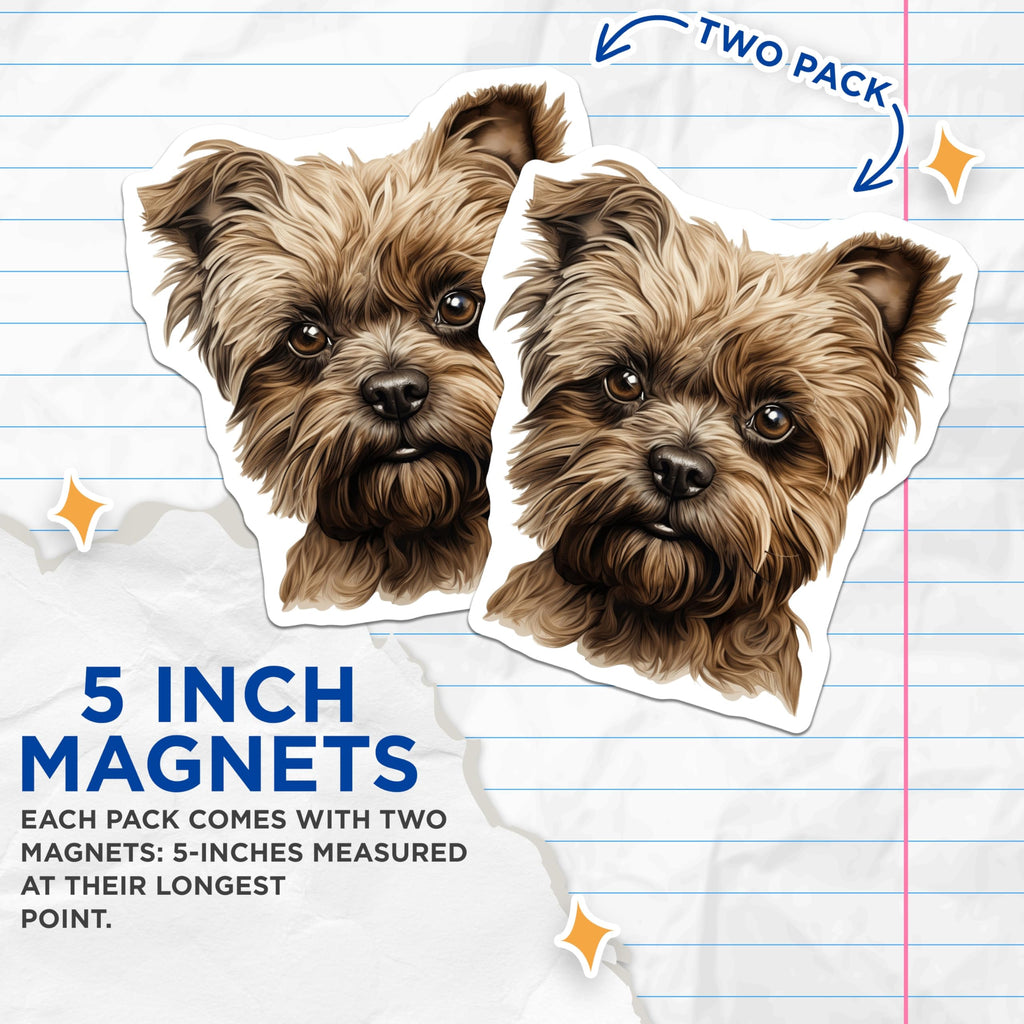 (2 Pack) Yorkie Dog Magnets - Cute Fluffy Pet Art - Dog Mom Fridge Decor - Animal Lover Kitchen Magnet - 5 Inches On Longest Side - Thick Durable Magnet - Made in USA - MAG29900