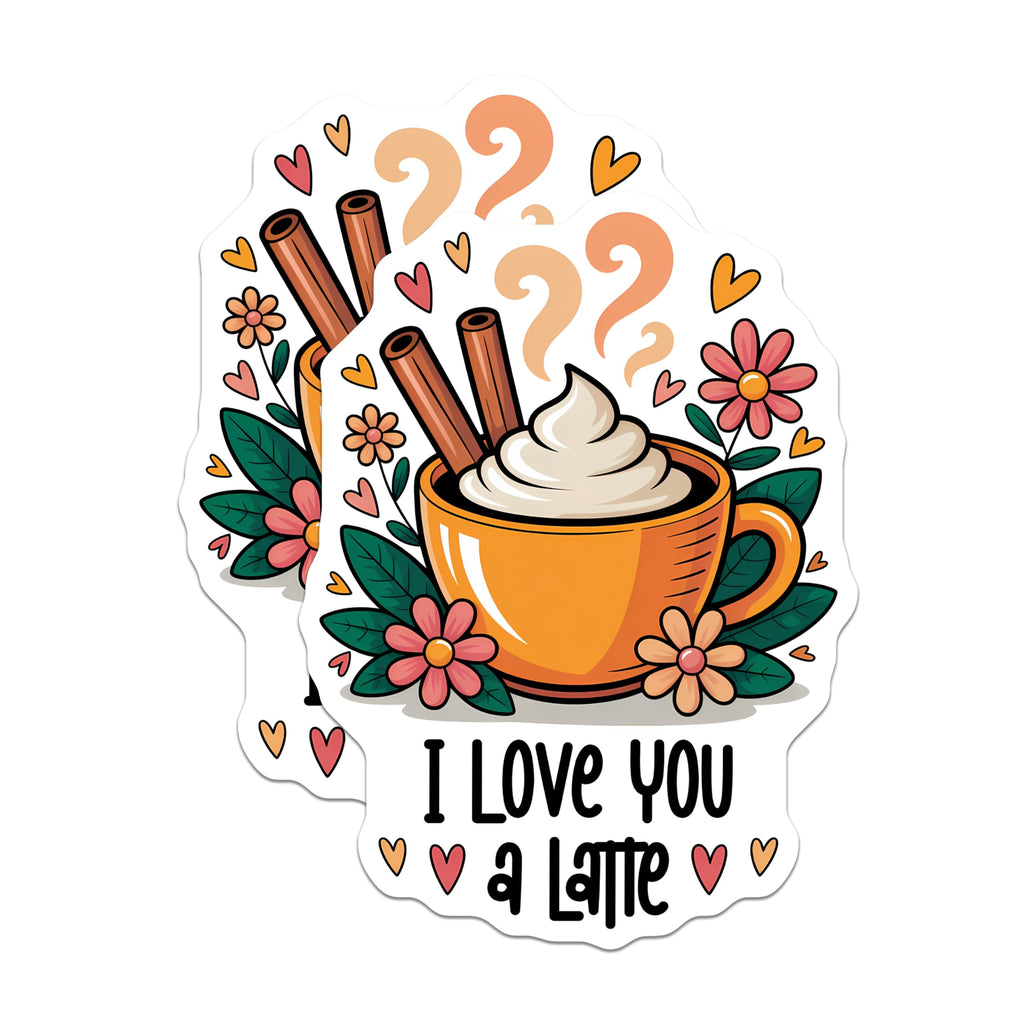 (2 Pack) Latte Pun Magnets - I Love You - Coffee Lover Decor - 5" On Longest Side - Premium Magnet - for Cars, Refrigerators, Toolboxes, Lockers - Made in USA - MAG16432