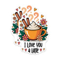 (2 Pack) Latte Pun Magnets - I Love You - Coffee Lover Decor - 5" On Longest Side - Premium Magnet - for Cars, Refrigerators, Toolboxes, Lockers - Made in USA - MAG16432