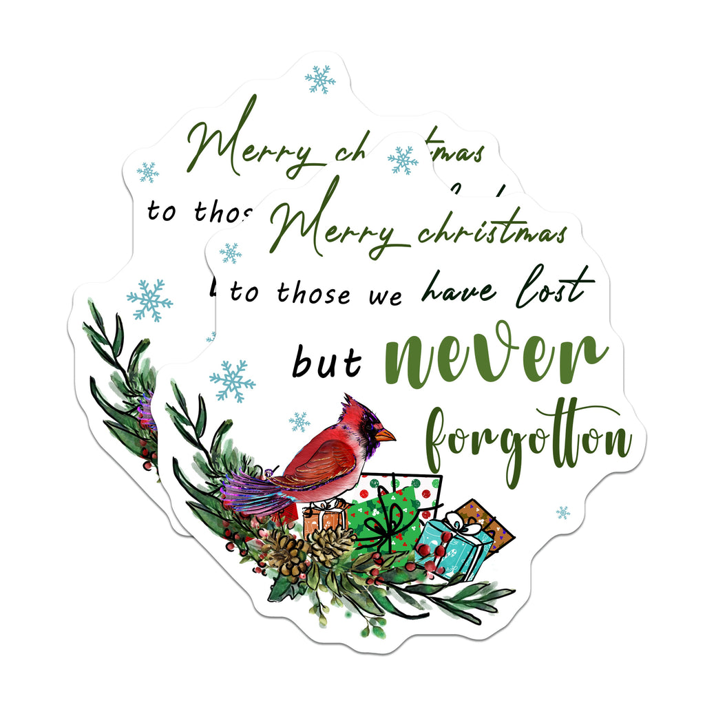 (2 Pack) Christmas Remembrance Magnets - Lost Loved Ones Memory - Never Forgotten Holiday - Cardinal Bird Memorial Decor - 5 Inches On Longest Side - Thick Durable Magnet - Made in USA - MAG38493