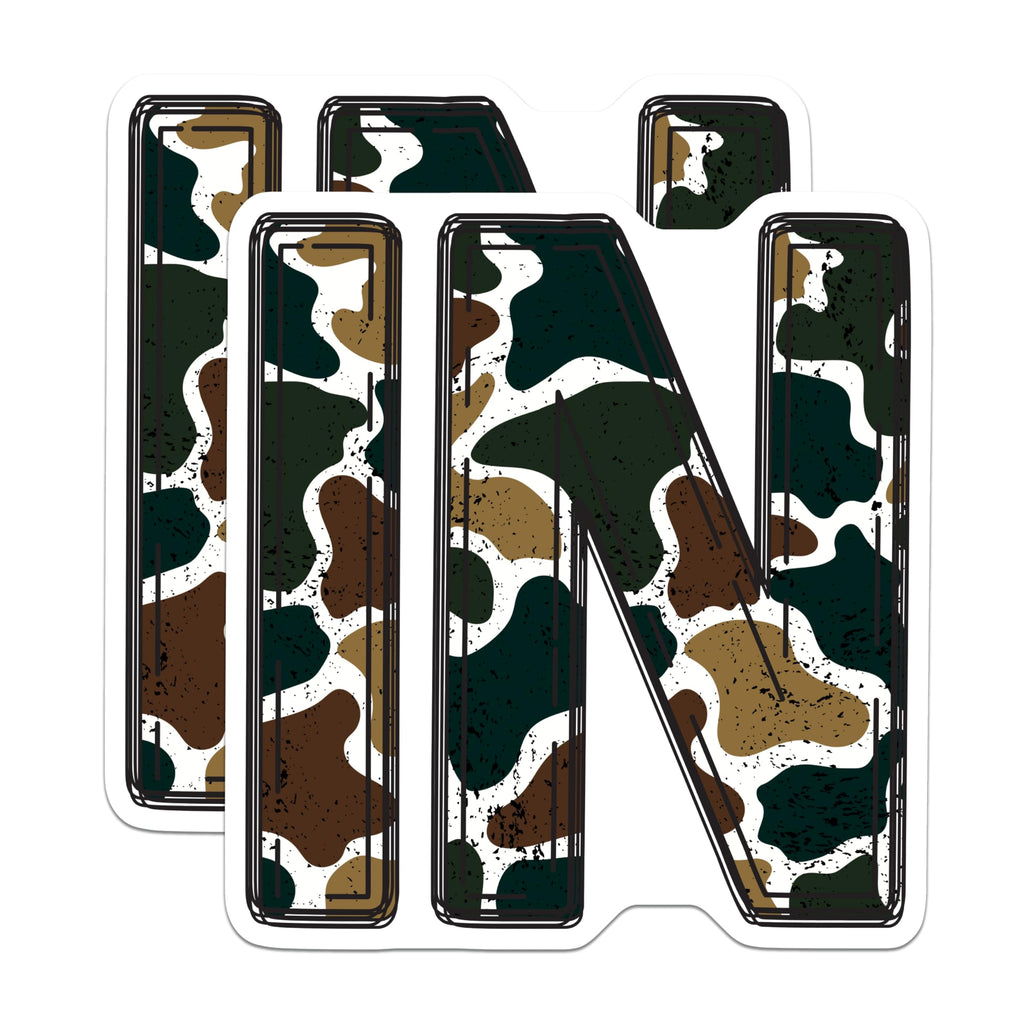 (2 Pack) Abstract Camouflage Magnets - Initial in Letter Pattern - Modern Woodland Style Fridge Decor Office Board Accents - 5 Inches On Longest Side - Thick Durable Magnet - Made in USA - MAG21387