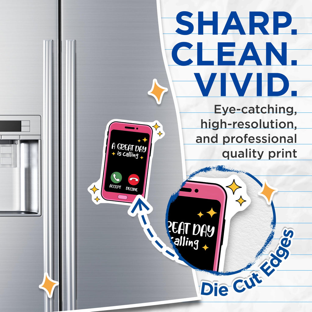 (2 Pack) A Great Day is Calling Magnets - Phone Call Decor - Motivational Fridge Magnets - 5" On Longest Side - Premium Magnet - for Cars, Refrigerators, Toolboxes, Lockers - Made in USA - MAG15641