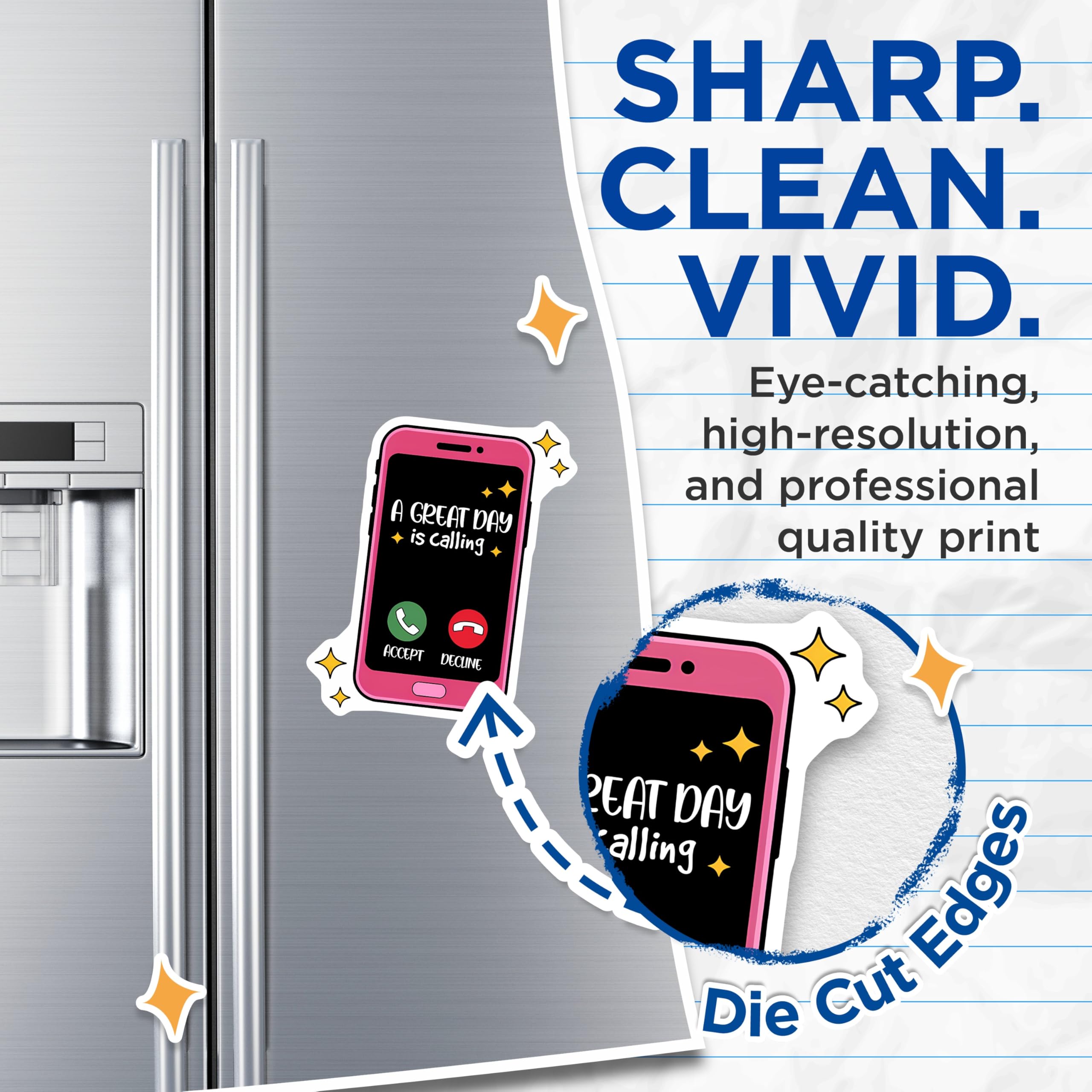 (2 Pack) A Great Day is Calling Magnets - Phone Call Decor - Motivational Fridge Magnets - 5" On Longest Side - Premium Magnet - for Cars, Refrigerators, Toolboxes, Lockers - Made in USA - MAG15641