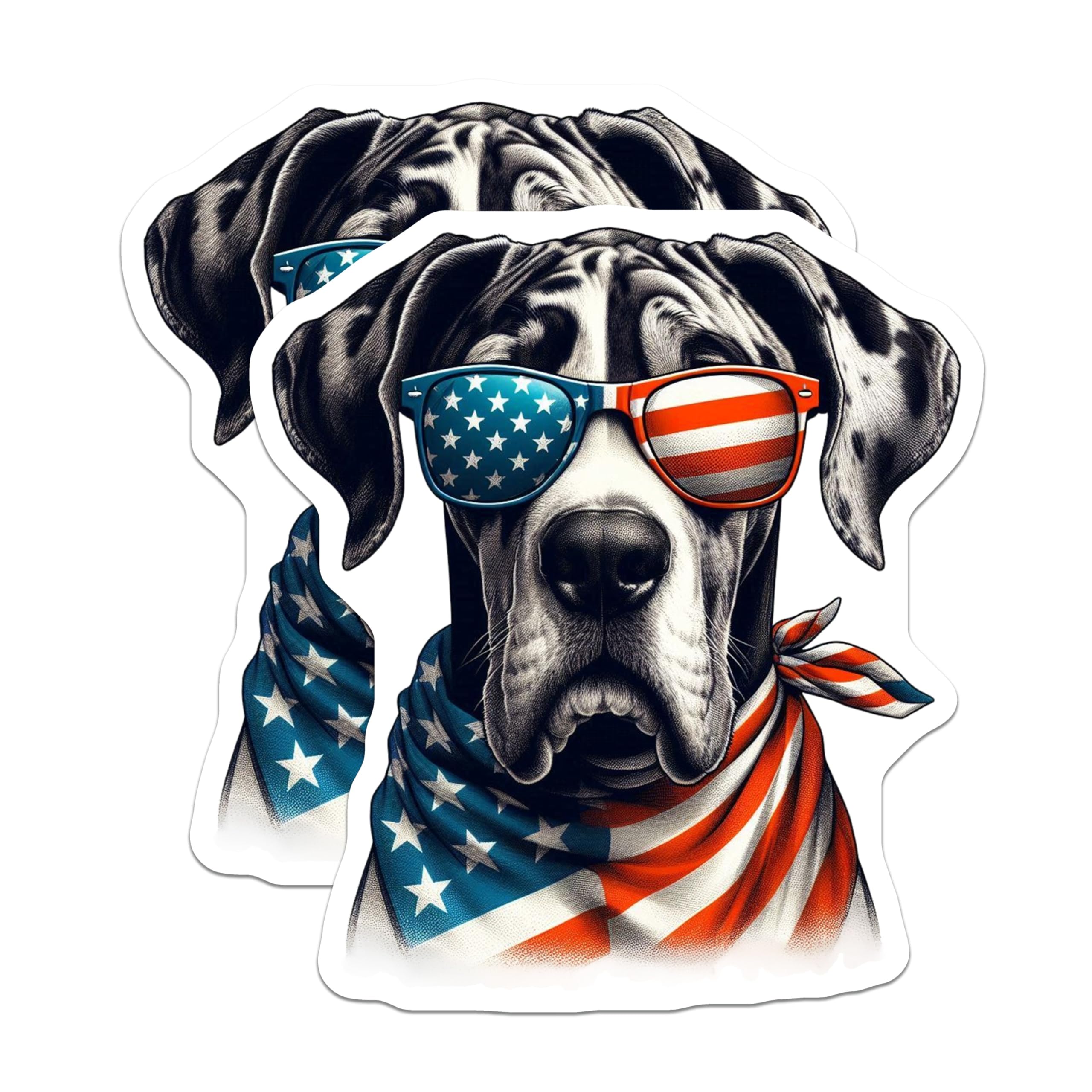 (2 Pack) Great Dane Dog Magnets - Patriotic Pup - American Flag Accessories - 5" On Longest Side - Premium Magnet - for Cars, Refrigerators, Toolboxes, Lockers - Made in USA - MAG15008