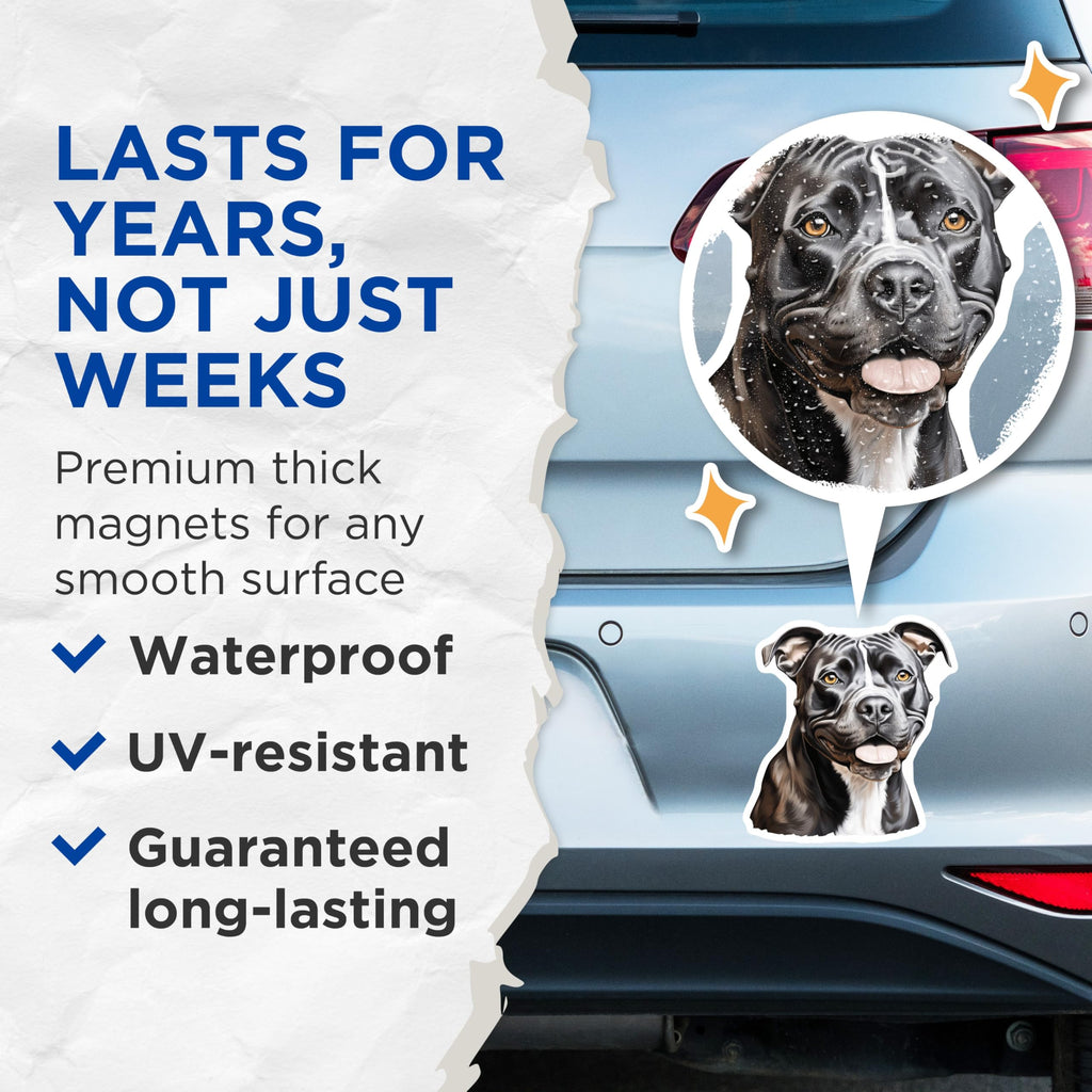 (2 Pack) Pitbull Dog Magnets - Bully Breed Art - Dog Mom Pet Parent Home Decor - 5 Inches On Longest Side - Thick Durable Magnet - Made in USA - MAG30384