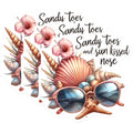 (3 Pack) Beach Vibes Decals - Sandy Toes - Summer Time Decals - 3 Inches On Longest Side - Easy Peel & Apply - Made in USA - 3MCS8047
