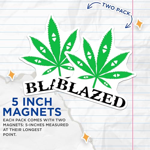 (2 Pack) Cannabis Leaf Magnets Magnets - Marijuana Decor - Funny Weed Design - 5" On Longest Side - Made in USA - Sticks to Refrigerators & Metal Surfaces - MAG8616