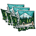 (3 Pack) Washington State Decals - Fish Mountain Forest - Evergreen State - 3 Inches On Longest Side - Easy Peel & Apply - Made in USA - 3MCS0167