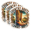 (3 Pack) Cowboy Boots Decals - Country Roots Sticker - Western Laptop Decal- 3 Inches On Longest Side - Easy Peel & Apply - Made in USA - 3MCS5573