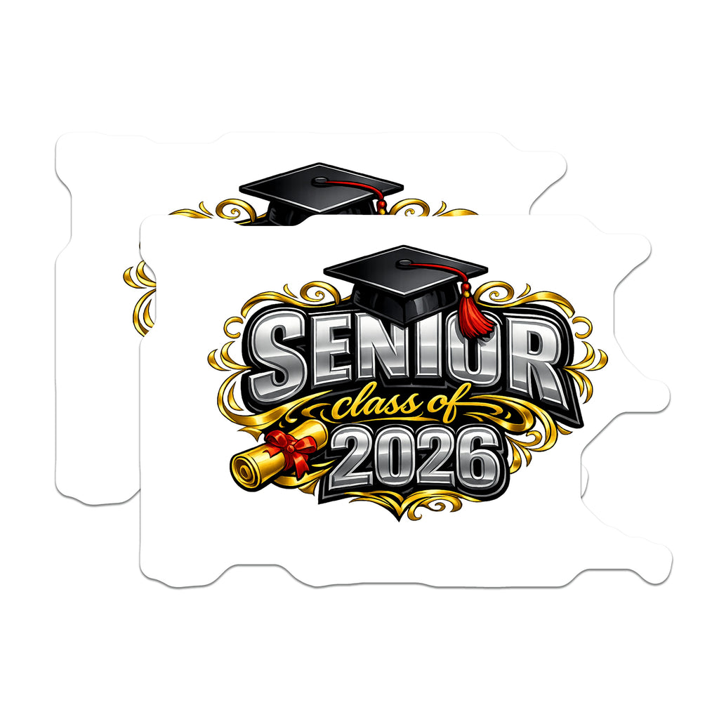 (2 Pack) Senior Class of 2026 Magnets - Graduation Celebration - Proud Graduate Souvenir - 5 Inches On Longest Side - Thick Durable Magnet - Made in USA - MAG38671