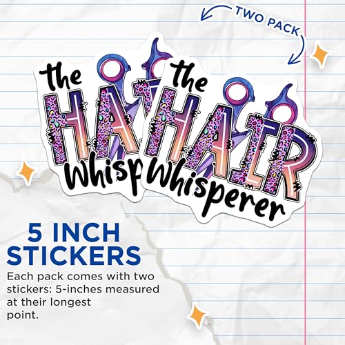 (2 Pack) Hair Whisperer Stickers - Hair Stylist Gift - Salon Decor - 5" On Longest Side - Sticks to Smooth Flat Surfaces - Made in USA - BMCS7570