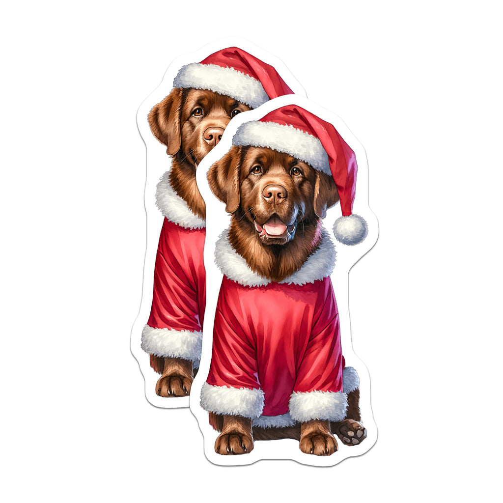 (2 Pack) Christmas Dog Magnets - Santa Pet Decor - Holiday Animal Refrigerator - 5 Inches On Longest Side - Thick Durable Magnet - Made in USA - MAG29563