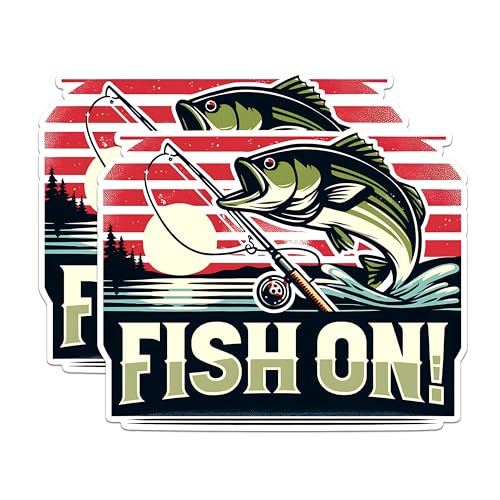(2 Pack) Fish On Magnets - Fishing Enthusiast Magnets - Outdoor Fishing Adventure Magnets- 5" On Longest Side - for Fridges, Toolboxes, Cars - Made in USA - MAG2613