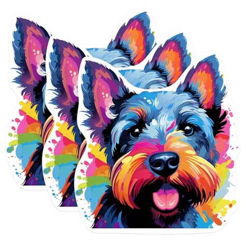 (3 Pack) Scottie Dog Decals - Scottish Terrier - Colorful Pet Decal - 3 Inches On Longest Side - Easy Peel & Apply - Made in USA - 3MCS0818