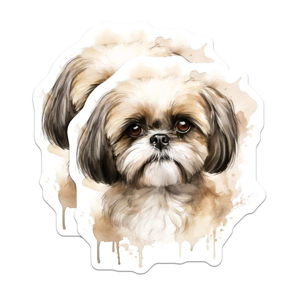 (2 Pack) Shih Tzu Dog Magnets - Watercolor Pet Art - Dog Lover Fridge Decor - Pet Mom Keepsakes - 5 Inches On Longest Side - Thick Durable Magnet - Made in USA - MAG26595