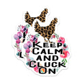 (2 Pack) Keep Calm and Cluck On Magnets - Animal Print Chicken Magnets - Floral Farmhouse Decor - 5" On Longest Side - for Cars, Fridges, Toolboxes - Made in USA - MAG5636