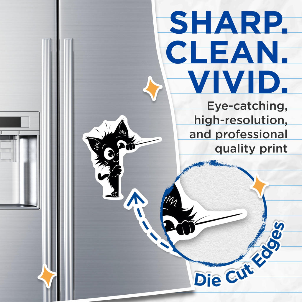 (2 Pack) Cute Cat Magnets - Whimsical Kitten Decor - Fridge Magnets - 5" On Longest Side - Premium Magnet - for Cars, Refrigerators, Toolboxes, Lockers - Made in USA - MAG16156