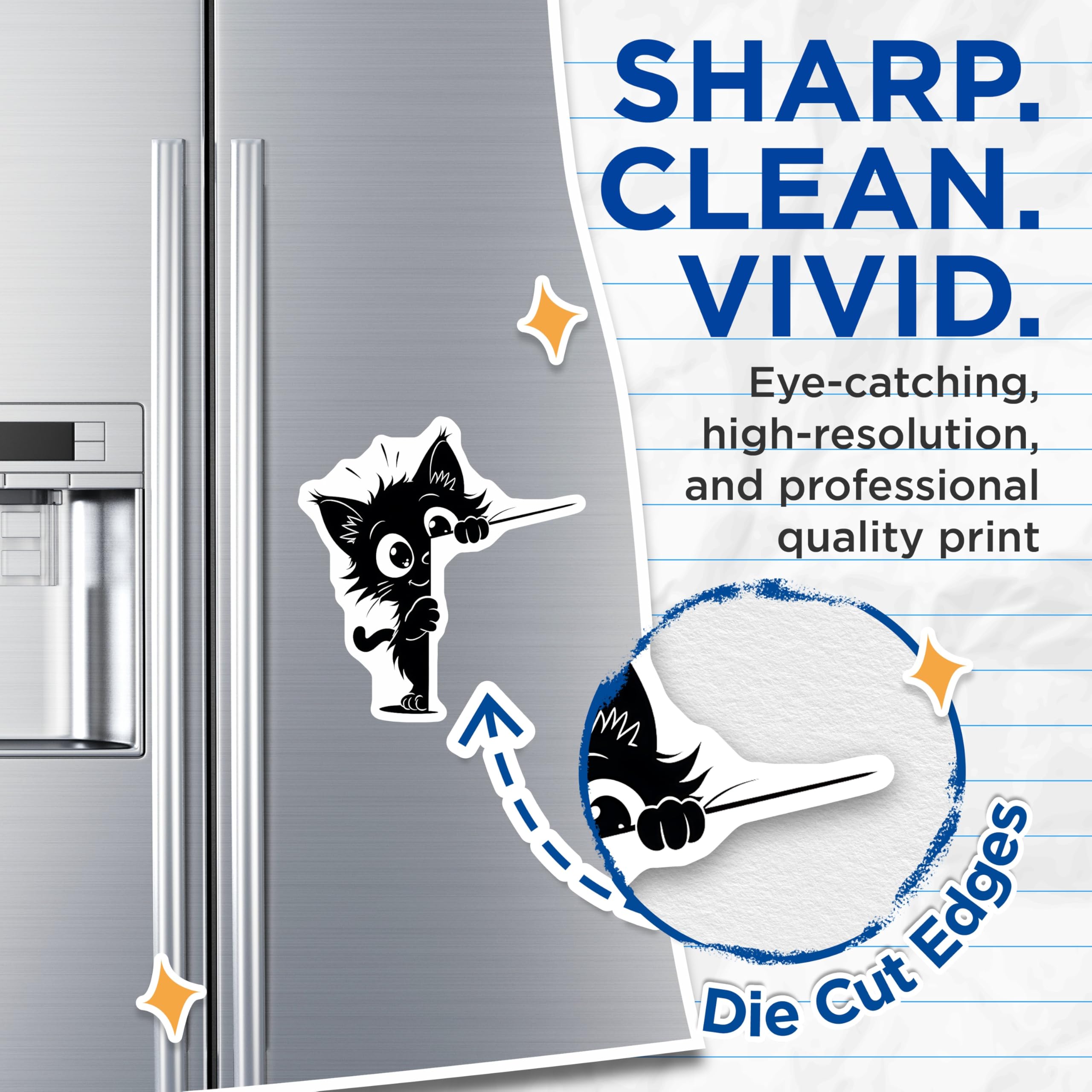 (2 Pack) Cute Cat Magnets - Whimsical Kitten Decor - Fridge Magnets - 5" On Longest Side - Premium Magnet - for Cars, Refrigerators, Toolboxes, Lockers - Made in USA - MAG16156