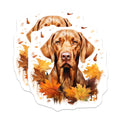(2 Pack) Autumn Vizsla Dog Magnets - Fall Leaves Pet Lover - Rustic Refrigerator Decor - 5 Inches On Longest Side - Thick Durable Magnet - Made in USA - MAG29540