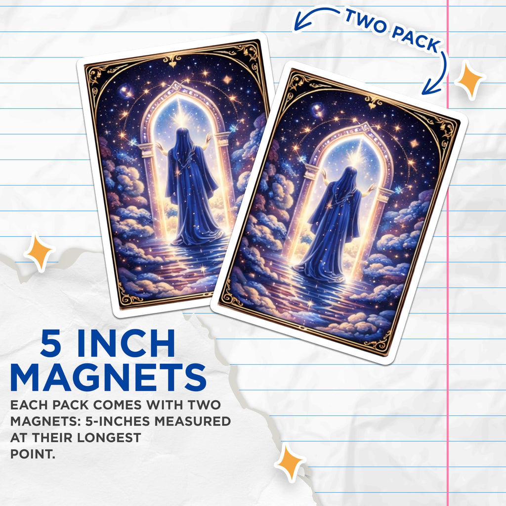 (2 Pack) Celestial Portal Magnets - Spiritual Art Refrigerator Magnets - Whimsical Decor - 5" On Longest Side - Premium Magnet - for Cars, Refrigerators, Toolboxes, Lockers - Made in USA - MAG14380