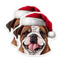 (2 Pack) Bulldog Santa Hat Magnets - Christmas Dog Lover Display - Holiday Kitchen Decor - 5 Inches On Longest Side - Thick Durable Magnet - Made in USA - MAG23425