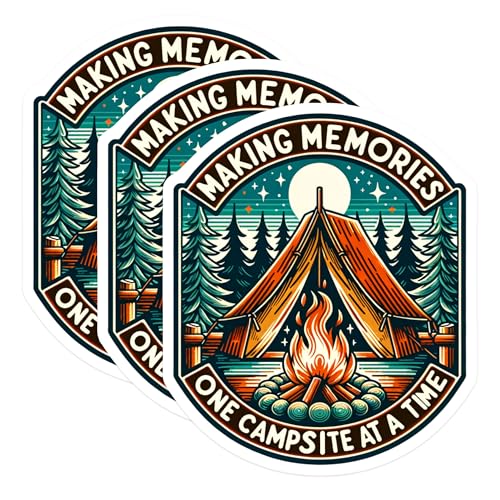 (3 Pack) Camping Decals - Laptop Decal - Making Memories Decal- 3 Inches On Longest Side - Easy Peel & Apply - Made in USA - 3MCS5698