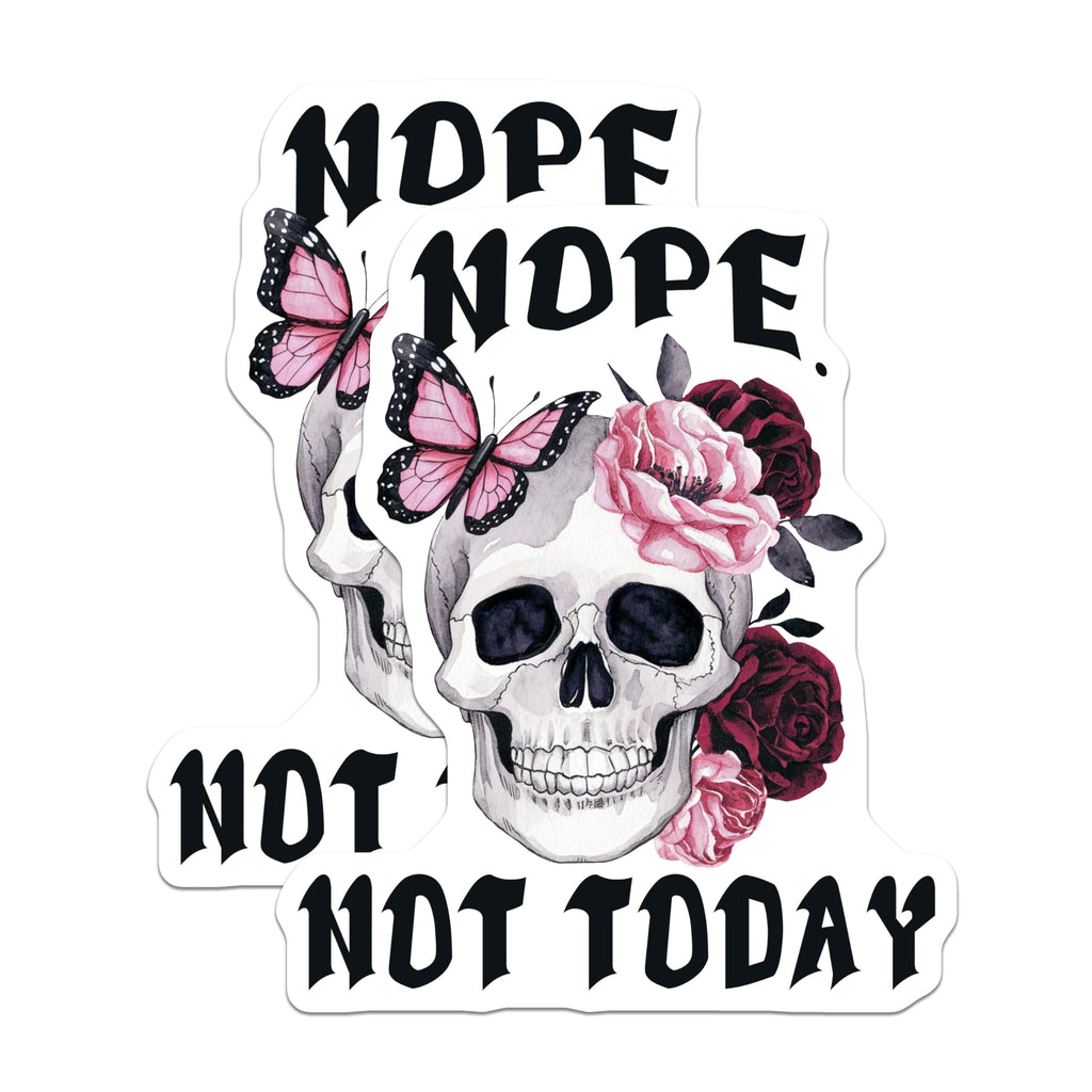 (2 Pack) Floral Skull Magnets - Goth Home Decor - Nope Not Today Funny Magnets - 5" On Longest Side - Premium Magnet - for Cars, Refrigerators, Toolboxes, Lockers - Made in USA - MAG18119
