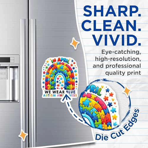 (2 Pack) Autism Awareness Puzzle Pieces Magnets - Blue Autism Support Magnets - April Autism Month Magnets - 5" On Longest Side - for Cars, Refrigerators, Toolboxes, Lockers - Made in USA BMCS3207
