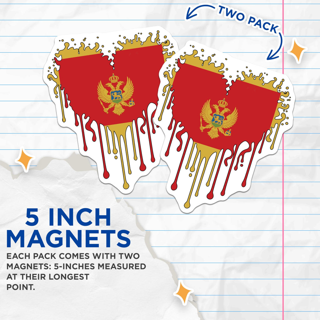 Montenegro Flag Heart Bleed T-Shirt Magnet - Balkan Pride Souvenir Idea - 5" On Longest Side - Premium Magnet - for Cars, Refrigerators, Toolboxes, Lockers - Made in USA - MAG18465