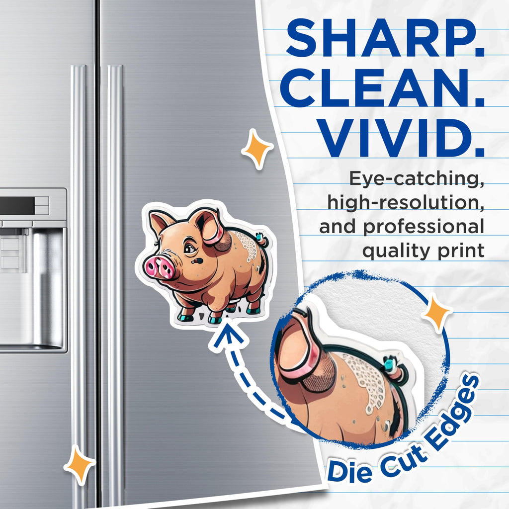 (2 Pack) Charming Pig Magnets - Farm Animal Refrigerator Decor - Adorable Piggy Kitchen Office Locker Accent - 5 Inches On Longest Side - Thick Durable Magnet - Made in USA - MAG21394