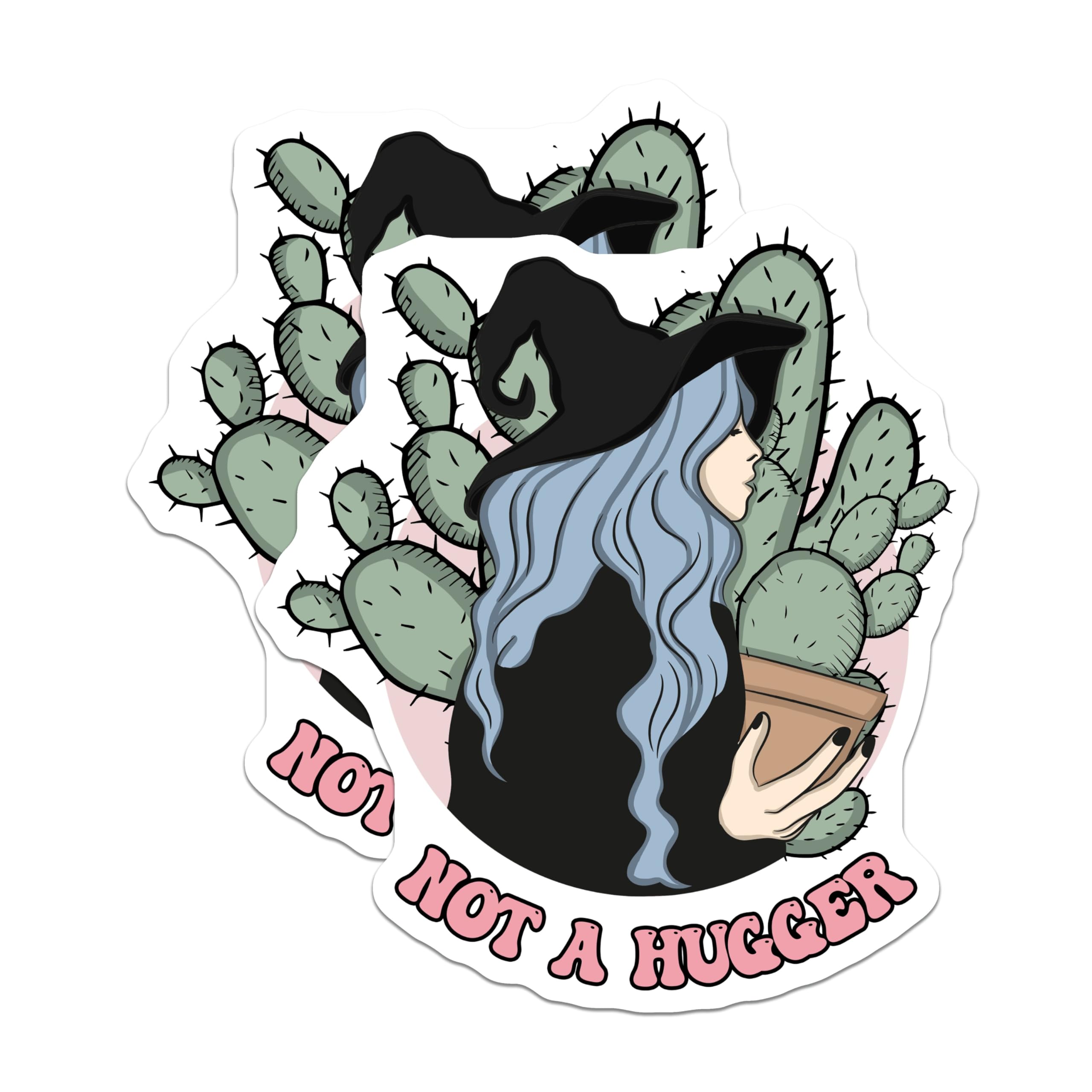 (2 Pack) Not A Hugger Magnets - Witchy Cactus - Introvert Decor Refrigerator Magnet - 5" On Longest Side - Premium Magnet - for Cars, Refrigerators, Toolboxes, Lockers - Made in USA - MAG18134
