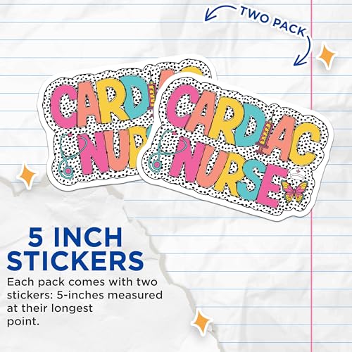 (2 Pack) Cardiac Nurse Stickers - Nursing Practitioner - Healthcare Worker Decals - 5" On Longest Side - Sticks to Smooth Flat Surfaces - Made in USA - BMCS9138
