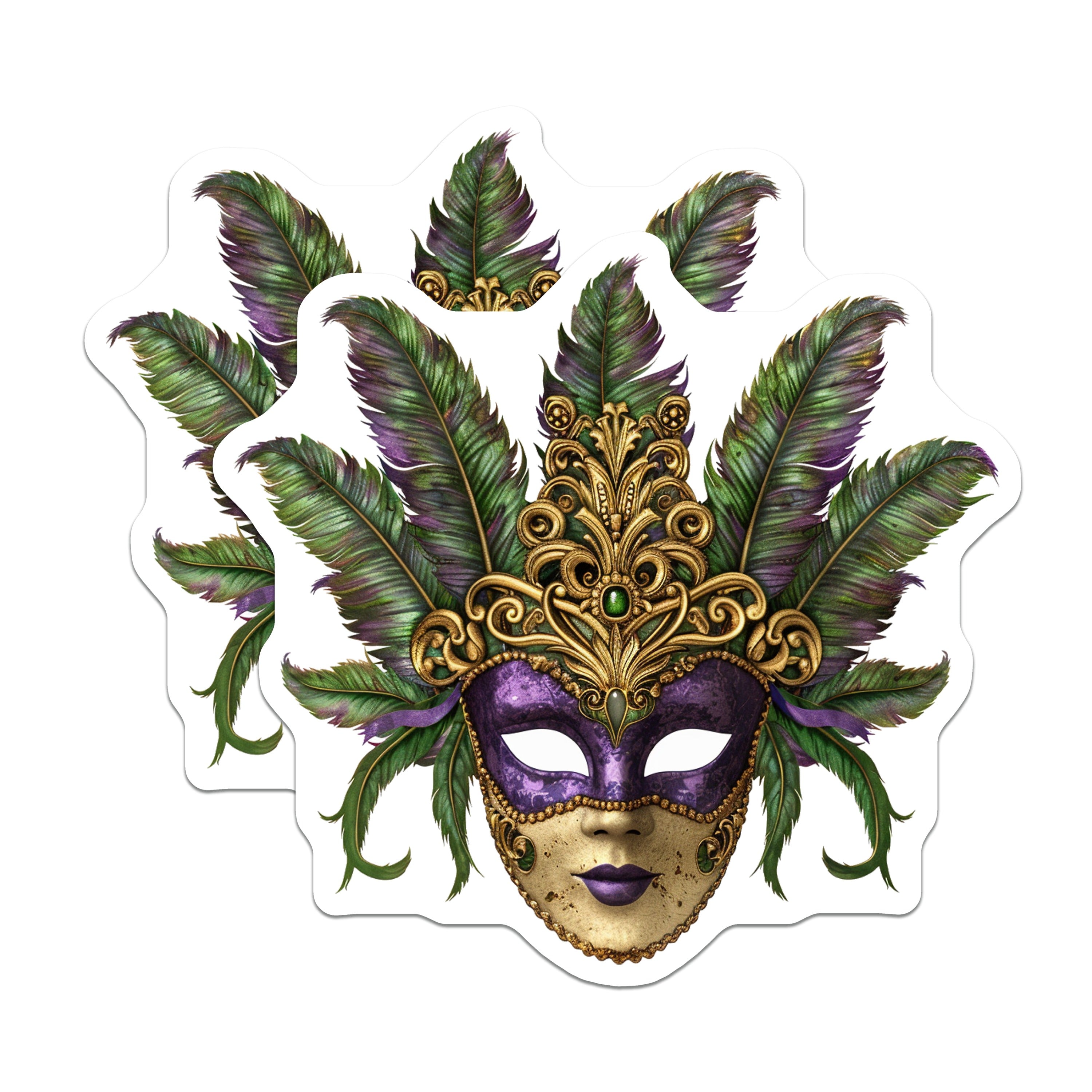 (2 Pack) Mardi Gras Mask Magnets - Carnival Theme Decor - New Orleans Flair - Ornate Masquerade Magnets - Purple Green Gold Accent - 5" - Durable Magnet - Made in USA - MAG37192