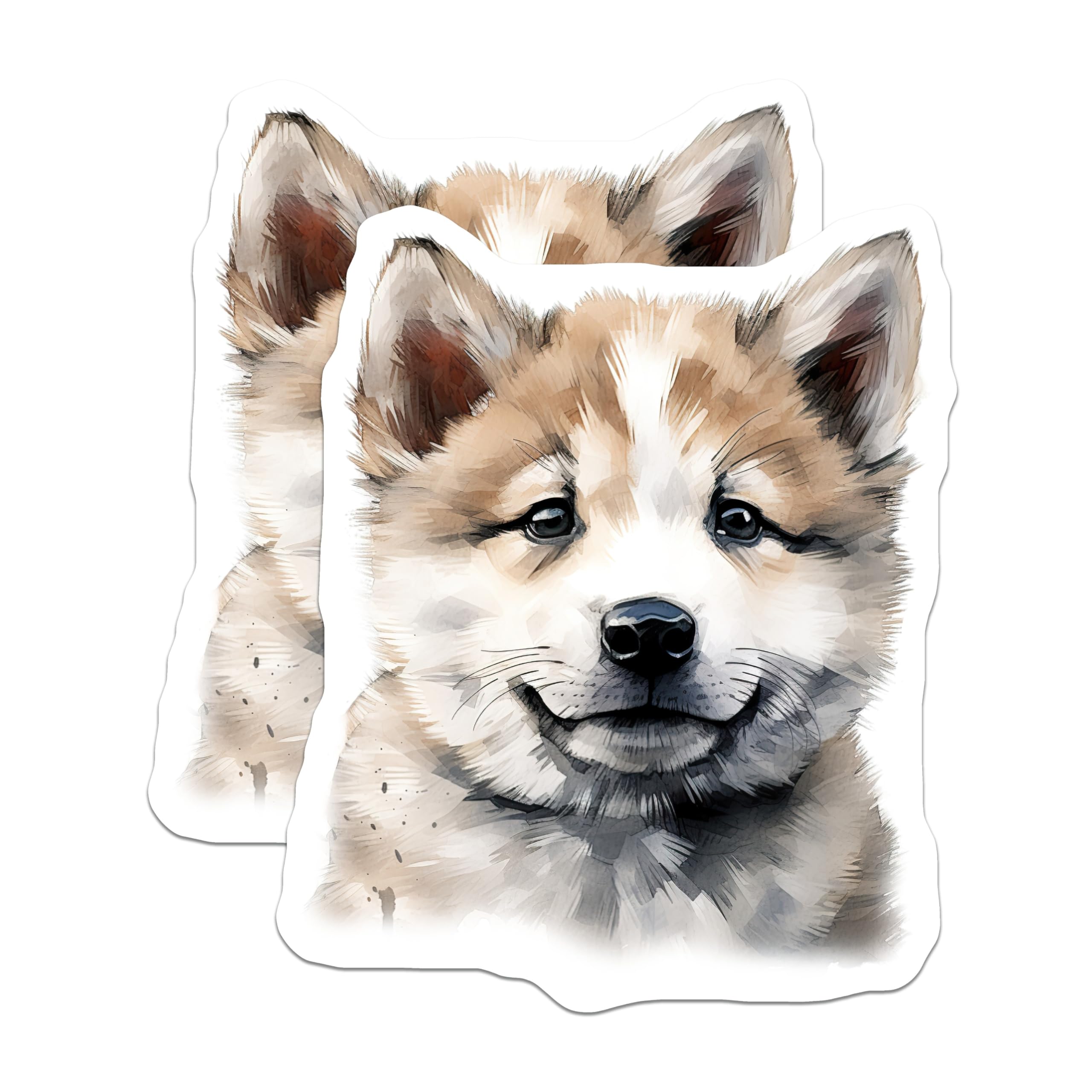 (2 Pack) Adorable Puppy Magnets - Watercolor Shiba Inu Akita Dog Decor - Pet Parent Fridge Art for Animal Lovers - 5 Inches On Longest Side - Thick Durable Magnet - Made in USA - MAG28634