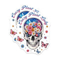 (2 Pack) Crazy Plant Lady Magnets - Skull Flowers - Butterfly Decor - Unique Floral Skull Design - 5" On Longest Side - for Cars, Fridges, Toolboxes - Made in USA - MAG7375