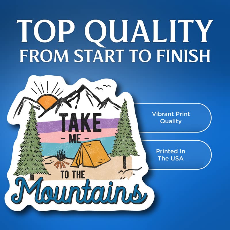 (3 Pack) Take Me The Mountains Sticker - Camping Hiker Outdoorsman - Outdoor Adventure Wanderlust - 4" - Vinyl Decal Sticker - Made in USA -FBABMCS031