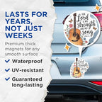 (2 Pack) The Lord is My Strength Magnets - Guitar Art - Inspirational Quote - Religious Floral - Butterfly Motif - 5" On Longest Side - for Cars, Fridges, Toolboxes - Made in USA - MAG6592