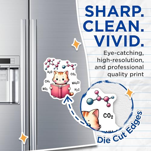 (2 Pack) Cute Science Cat Magnets - Kawaii Chemistry Cat - Cute Fridge Decor - 5" On Longest Side - for Cars, Fridges, Toolboxes - Made in USA - MAG8021