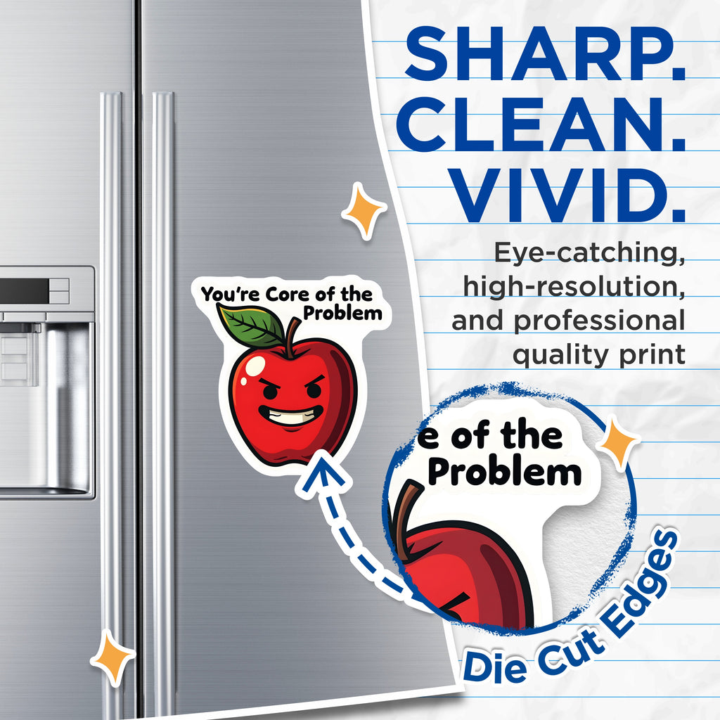 (2 Pack) Core of the Problem Magnets - Funny Apple Quote - Sarcastic Fridge Decor - Teacher Humor - Coworker Gift Idea - 5 Inches On Longest Side - Thick Durable Magnet - Made in USA - MAG36962