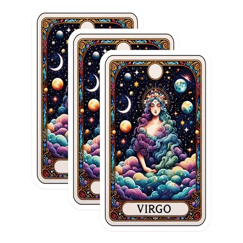(3 Pack) Virgo Zodiac Decals - Astrology Sign Stickers - Laptop Decal - 3 Inches On Longest Side - Easy Peel & Apply - Made in USA - 3MCS4320