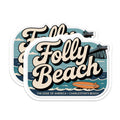 (2 Pack) Folly Beach Magnets - Charleston Beach Decor - Surfing Magnet - 5" On Longest Side - Premium Magnet - for Cars, Refrigerators, Toolboxes, Lockers - Made in USA - MAG18063