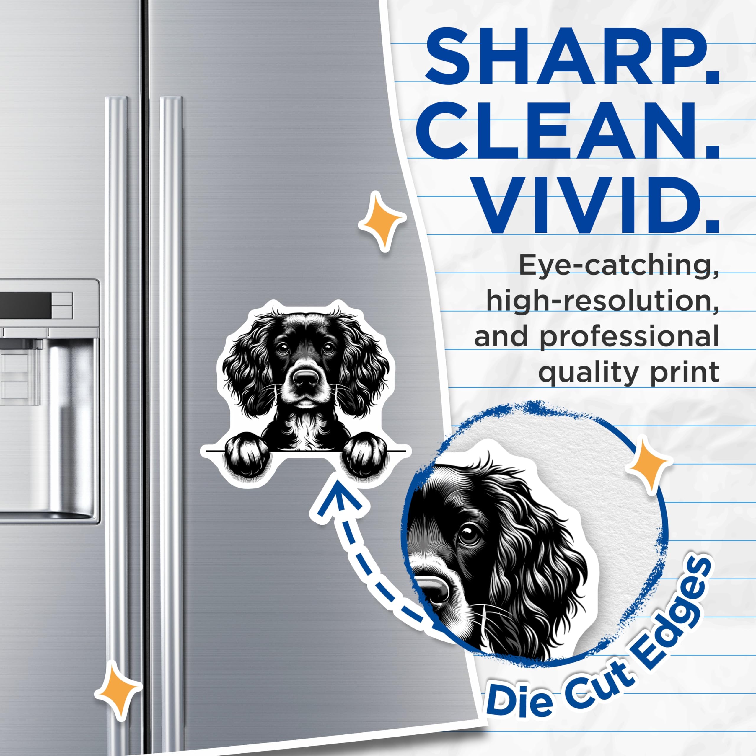(2 Pack) Cocker Spaniel Magnets - Dog Breed Art - Cute Pet Decor - 5" On Longest Side - Premium Magnet - for Cars, Refrigerators, Toolboxes, Lockers - Made in USA - MAG15192