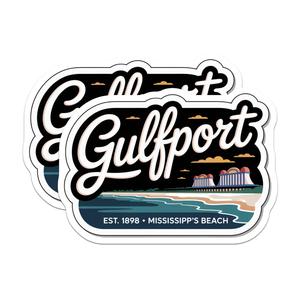 (2 Pack) Gulfport Mississippi Magnets - Mississippi Beach Souvenir - Travel Fridge Decor - 5" On Longest Side - Premium Magnet - for Cars, Refrigerators, Toolboxes, Lockers - Made in USA - MAG17412