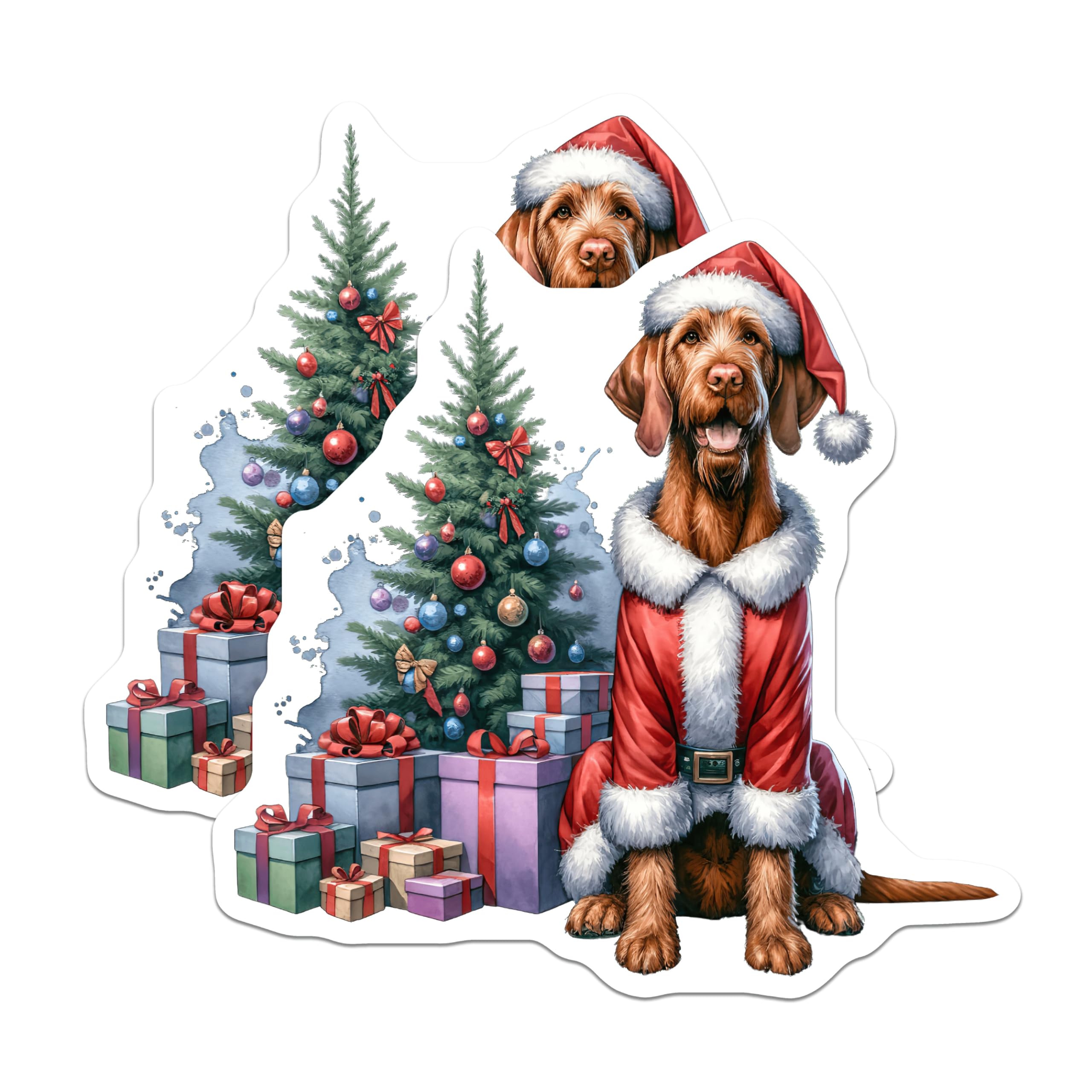 (2 Pack) Vizsla Christmas Magnets - Santa Dog Holiday Decor - Festive Pet Refrigerator Adornment - 5 Inches On Longest Side - Thick Durable Magnet - Made in USA - MAG24160